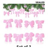 Shellwei 24 Pcs Pink Bow Ornaments