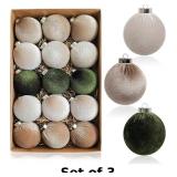 Green Velvet Christmas Ornaments x3