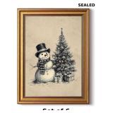 WHASAYART Gold Framed Vintage Wall Art x6