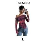 Women's Off Shoulder Tie Dye Mesh T Shirt