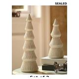 Wooden Christmas Tree Figurine Decor Set of 2 x2