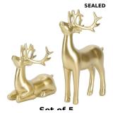 Angoily Gold Reindeer Christmas Decoration, 2Pcs