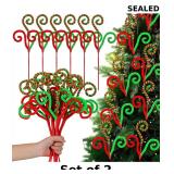 12 Pcs Christmas Tree Topper Red and Lime Green
