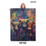 Colorful Highland Cow Blanket Gifts for Women
