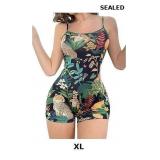 WDIRARA Women's Tropical Print Sleeveless Jumpsuit