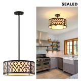 SGLfarmty 15.7' Black Drum Chandelier Light