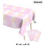 6x Set of 3 pastel rainbow plastic tablecloths,...