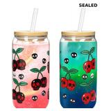 ONEHAUS Halloween Cups 2 Pcs, 18 oz Skull Glass