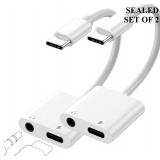 3-Pack USB c to 3.5mm Headphone&Charger x2