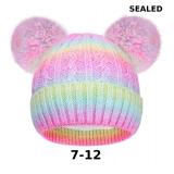 Girls Rainbow Pom Pom Beanies Hats