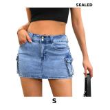 Womens Cargo Skirt Y2k Low Waist Button Skirt