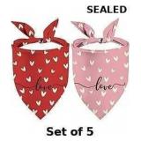 Valentine's Day Dog Bandanas, 2 Pcs Adjustable