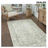 Sage Green Area Rug 3x5 Washable Office