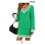 Saodimallsu Womens Cable Knit Mini Sweater Dress V