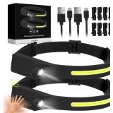 2 Pack Headlamp Rechargeable