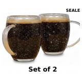 2 pack Double Wall Clear Coffee Mugs with Floating