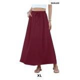 NILOUFO Women's Flowy High Waist A-Line Maxi Skirt