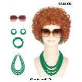 Yan Dream Women Short Curly Red Brown Wig, Glass