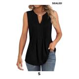 Women's Tank Tops Sleeveless Pleated Tunic V Neck