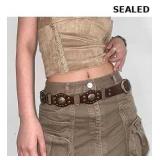 EMMIOL Cool Y2K Belt Women Black bb Belt Silver