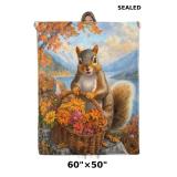 Squirrel with Floral Basket Blanket