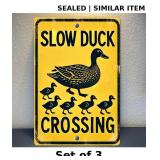 Slow Duck Crossing Sign 12x8 Inch Outdoor x3