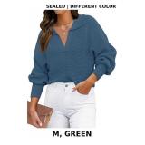 ZESICA Women's Fall Lapel Collar V Neck