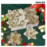 Alupssuc 3 Styles 6'' Poinsettia Christmas Flowers