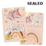 Set of 30 rainbow roller skate themed Invitations