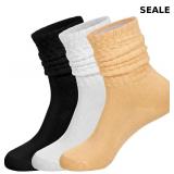 Set of 3 pairs of women's white scrunch crew socks
