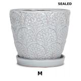 Napco Scalloped Ivory and Jet Black 6 Inches