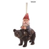 Gnome Riding a Bear Christmas Ornament, Holiday De