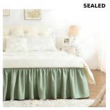 RIMELA Matcha Green Bed Skirt King Size 15 Inch