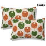 Green Orange Pumpkin Fall Lumbar Throw Pillow Cove
