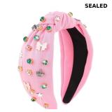 YARIEW Witch Headbands for Women Pink Knotted Head