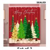 3x Christmas-themed shower curtain