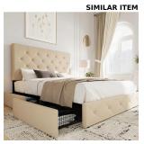 Full Size Platform Bed Frame with 4 Drawers