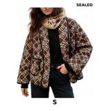 Womens Cropped Quilted Jacket Puffer Lightweight