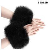 Women Faux Fur Wrist Cuffs Winter Short Fuzzy Arm