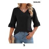 LOMON Women's 3/4 Sleeve Tops offer a loose fit