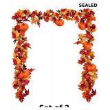 2 Pack Fall Maple Garland, 6.6 FT