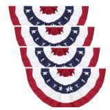 3 x 6 Ft American Pleated Fan Flag 4pcs