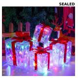 Christmas Lighted Gift Boxes, Pre-lit Lights Gift