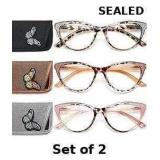 Cat Eye Reading Glasses for Women x 2