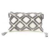 PLWORLD Boho Gray Lumbar Throw Pillow Cover