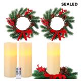 Set of two 10' x 4' flameless pillar candles