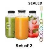 2x BIGIVACA 16 oz Glass Juice Bottles