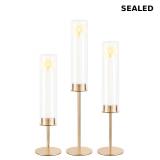 Set of 3 gold candle holders suitable