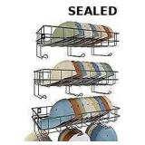 Set of 3 metal wall hat racks with multiple hooks