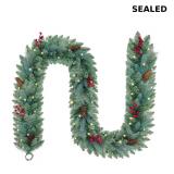 9-foot artificial Blue Spruce garland with red ber